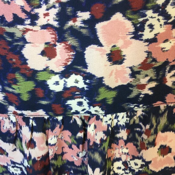 New! BCX Surplice Wrap Blouse Top S Woman's Blue Pink Floral 3/4 Tie Sleeve - Picture 8 of 16